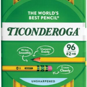 Dixon Ticonderoga Wood-Cased #2 HB Pencils, Box of 96, Yellow